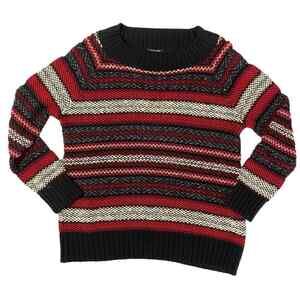 Chaps Crew Neck Sweater Navy Red White Textured Pullover NWT Size 1X